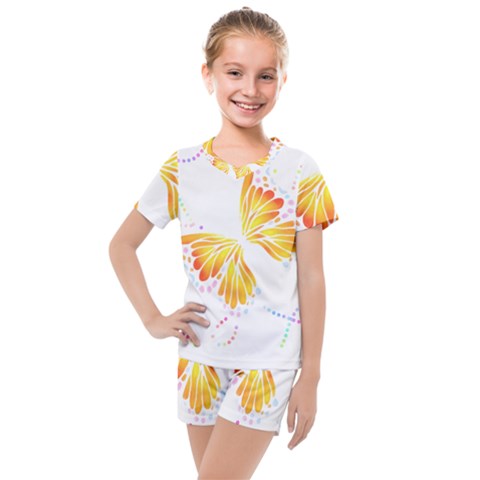 Butterfly Design T- Shirtbutterfly T- Shirt (1) Kids  Mesh Tee And Shorts Set by maxcute