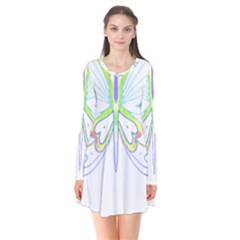 Butterfly Design T- Shirtbutterfly T- Shirt (2) Long Sleeve V-neck Flare Dress by maxcute