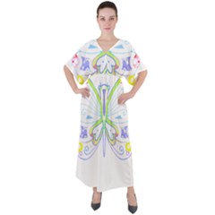 Butterfly Design T- Shirtbutterfly T- Shirt (2) V-neck Boho Style Maxi Dress