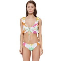 Butterfly Garden Flowers Pattern T- Shirt Butterfly Garden Flowers Pattern T- Shirt Low Cut Ruffle Edge Bikini Set