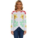 Butterfly Garden Flowers Pattern T- Shirt Butterfly Garden Flowers Pattern T- Shirt Long Sleeve Crew Neck Pullover Top View1