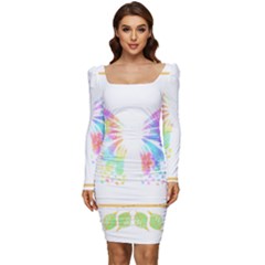 Butterfly Lover T- Shirtbutterfly T- Shirt Women Long Sleeve Ruched Stretch Jersey Dress by maxcute