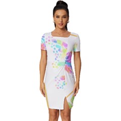 Butterfly Lover T- Shirtbutterfly T- Shirt Fitted Knot Split End Bodycon Dress by maxcute