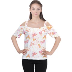 Butterfly T- Shirt Butterflies And Moths Pattern T- Shirt Cutout Shoulder Tee