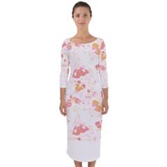 Butterfly T- Shirt Butterflies And Moths Pattern T- Shirt Quarter Sleeve Midi Bodycon Dress