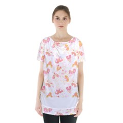 Butterfly T- Shirt Butterflies And Moths Pattern T- Shirt Skirt Hem Sports Top