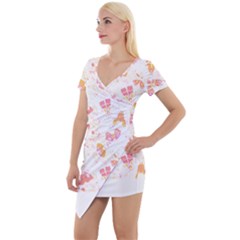 Butterfly T- Shirt Butterflies And Moths Pattern T- Shirt Short Sleeve Asymmetric Mini Dress