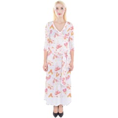 Butterfly T- Shirt Butterflies And Moths Pattern T- Shirt Quarter Sleeve Wrap Maxi Dress