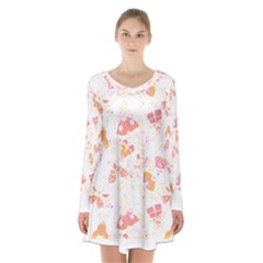 Butterfly T- Shirt Butterflies And Moths Pattern T- Shirt Long Sleeve Velvet V-neck Dress