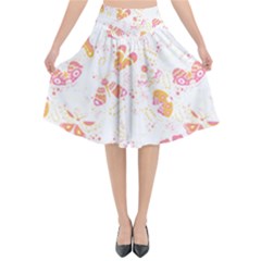 Butterfly T- Shirt Butterflies And Moths Pattern T- Shirt Flared Midi Skirt