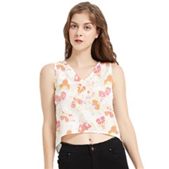 Butterfly T- Shirt Butterflies And Moths Pattern T- Shirt V-Neck Cropped Tank Top