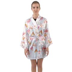 Butterfly T- Shirt Butterflies And Moths Pattern T- Shirt Long Sleeve Satin Kimono