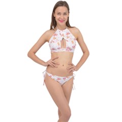 Butterfly T- Shirt Butterflies And Moths Pattern T- Shirt Cross Front Halter Bikini Set