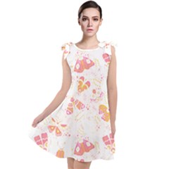 Butterfly T- Shirt Butterflies And Moths Pattern T- Shirt Tie Up Tunic Dress