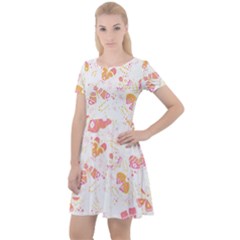 Butterfly T- Shirt Butterflies And Moths Pattern T- Shirt Cap Sleeve Velour Dress 