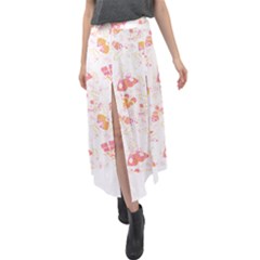 Butterfly T- Shirt Butterflies And Moths Pattern T- Shirt Velour Split Maxi Skirt