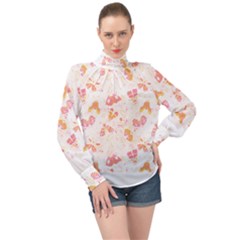 Butterfly T- Shirt Butterflies And Moths Pattern T- Shirt High Neck Long Sleeve Chiffon Top by maxcute