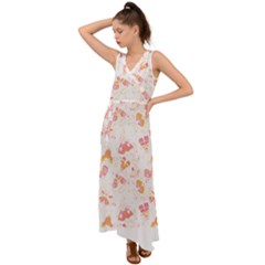 Butterfly T- Shirt Butterflies And Moths Pattern T- Shirt V-Neck Chiffon Maxi Dress