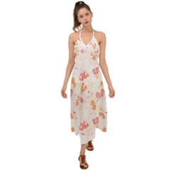 Butterfly T- Shirt Butterflies And Moths Pattern T- Shirt Halter Tie Back Dress 