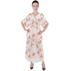 Butterfly T- Shirt Butterflies And Moths Pattern T- Shirt V-neck Boho Style Maxi Dress