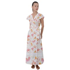 Butterfly T- Shirt Butterflies And Moths Pattern T- Shirt Flutter Sleeve Maxi Dress