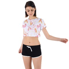 Butterfly T- Shirt Butterflies And Moths Pattern T- Shirt Tie Back Short Sleeve Crop Tee