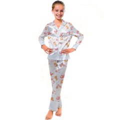 Butterfly T- Shirt Butterflies And Moths Pattern T- Shirt Kid s Satin Long Sleeve Pajamas Set