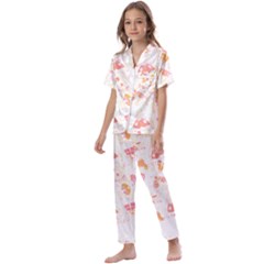 Butterfly T- Shirt Butterflies And Moths Pattern T- Shirt Kids  Satin Short Sleeve Pajamas Set