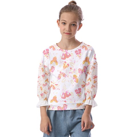 Butterfly T- Shirt Butterflies And Moths Pattern T- Shirt Kids  Cuff Sleeve Top by maxcute