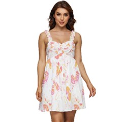 Butterfly T- Shirt Butterflies And Moths Pattern T- Shirt Ruffle Strap Babydoll Chiffon Dress