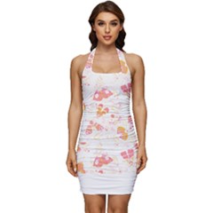 Butterfly T- Shirt Butterflies And Moths Pattern T- Shirt Sleeveless Wide Square Neckline Ruched Bodycon Dress