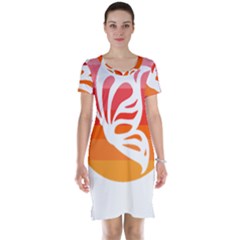 Butterfly T- Shirt Butterfly Orange Red Gradient T- Shirt Short Sleeve Nightdress by maxcute