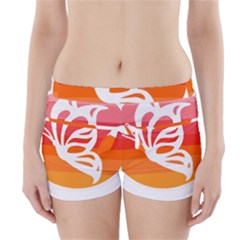 Butterfly T- Shirt Butterfly Orange Red Gradient T- Shirt Boyleg Bikini Wrap Bottoms by maxcute