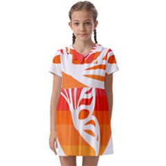 Butterfly T- Shirt Butterfly Orange Red Gradient T- Shirt Kids  Asymmetric Collar Dress by maxcute