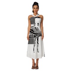 Camel Art T- Shirtcamel T- Shirt (7) Sleeveless Cross Front Cocktail Midi Chiffon Dress