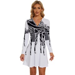 Camel Art T- Shirtcamel T- Shirt (7) Long Sleeve Deep V Mini Dress 