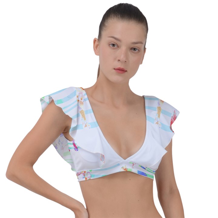 Camel Art T- Shirtcamel T- Shirt Plunge Frill Sleeve Bikini Top