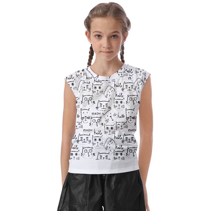 Cat Apparel T- Shirt Cute Cat Pattern For Cat Lovers T- Shirt Kids  Raglan Cap Sleeve Tee