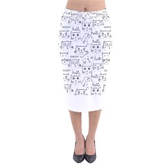 Cat Apparel T- Shirt Cute Cat Pattern For Cat Lovers T- Shirt Velvet Midi Pencil Skirt by maxcute