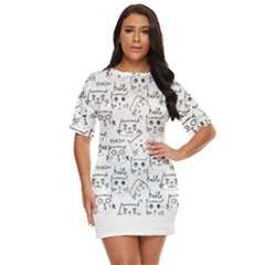 Cat Apparel T- Shirt Cute Cat Pattern For Cat Lovers T- Shirt Just Threw It On Dress by maxcute