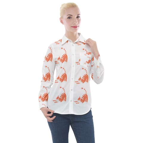 Cat T- Shirt Cute Cat Pattern For Cat Lovers T- Shirt Women s Long Sleeve Pocket Shirt by maxcute