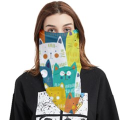 Cat T- Shirt Cute Cats Colorful Seamless Pattern T- Shirt Face Covering Bandana (triangle) by maxcute