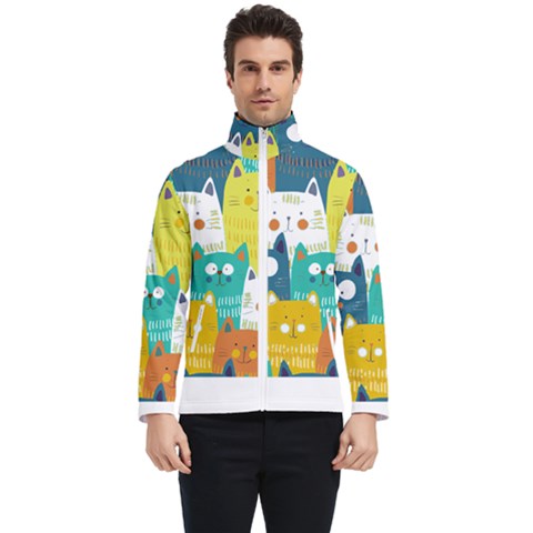 Cat T- Shirt Cute Cats Colorful Seamless Pattern T- Shirt Men s Bomber Jacket by maxcute