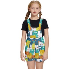 Cat T- Shirt Cute Cats Colorful Seamless Pattern T- Shirt Kids  Short Overalls by maxcute