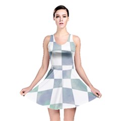 Checkerboard T- Shirt Psychedelic Watercolor Check Aqua T- Shirt Reversible Skater Dress by maxcute