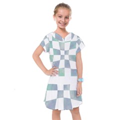 Checkerboard T- Shirt Psychedelic Watercolor Check Aqua T- Shirt Kids  Drop Waist Dress by maxcute