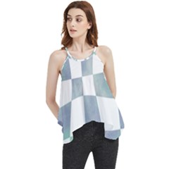 Checkerboard T- Shirt Psychedelic Watercolor Check Aqua T- Shirt Flowy Camisole Tank Top by maxcute