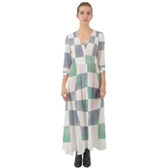 Checkerboard T- Shirt Psychedelic Watercolor Check Aqua T- Shirt Button Up Boho Maxi Dress by maxcute