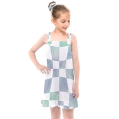 Checkerboard T- Shirt Psychedelic Watercolor Check Aqua T- Shirt Kids  Overall Dress by maxcute