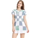 Checkerboard T- Shirt Psychedelic Watercolor Check Aqua T- Shirt Women s Sports Skirt View1